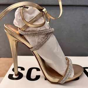 Schutz Cloe Crystal-Embellished Lace-Up Sandals